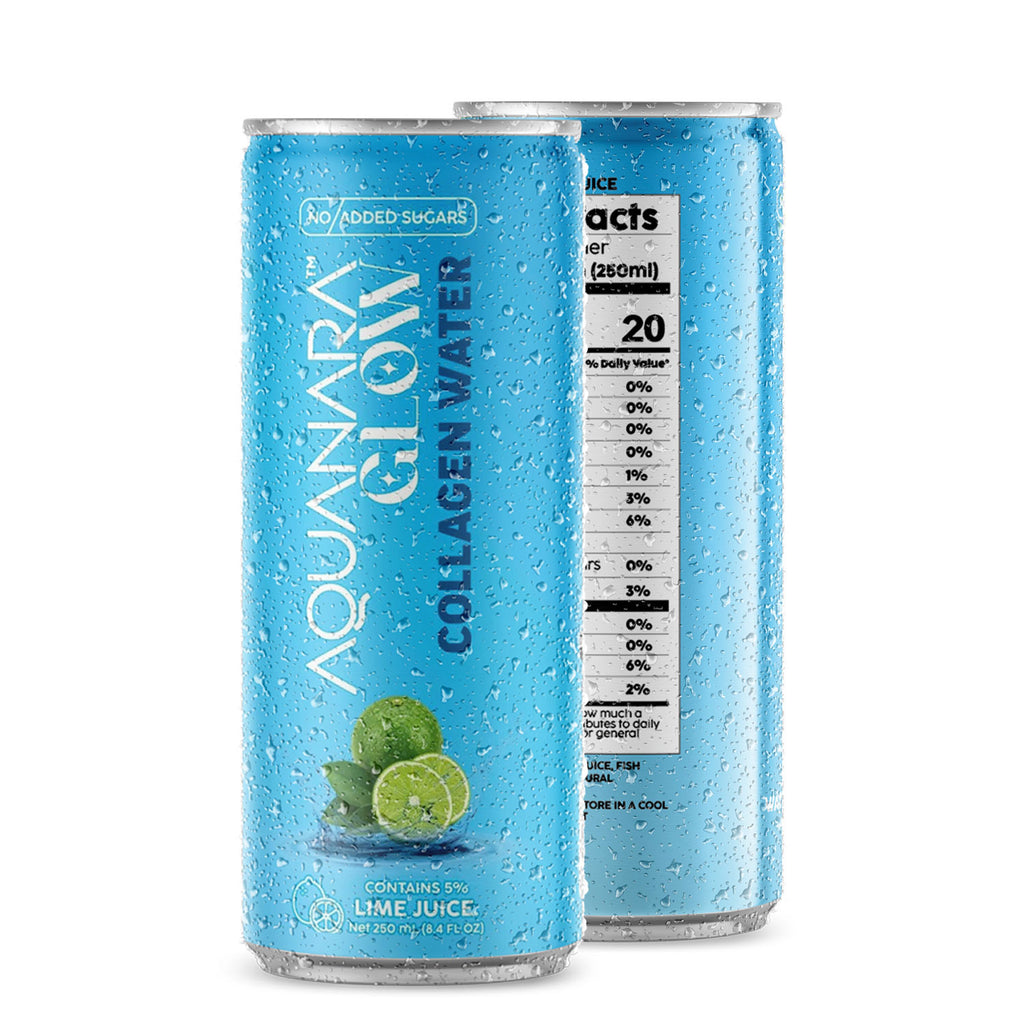 AQUANARA GLOW Collagen Water - Lime (12 Pack). 8.5 FL OZ