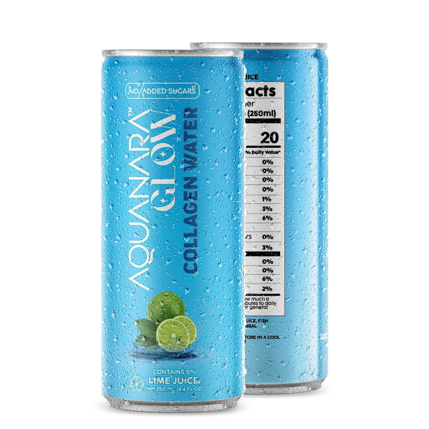 AQUANARA GLOW Collagen Water - Lime (12 Pack). 8.5 FL OZ