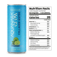AQUANARA GLOW Collagen Water - Lime (12 Pack). 8.5 FL OZ