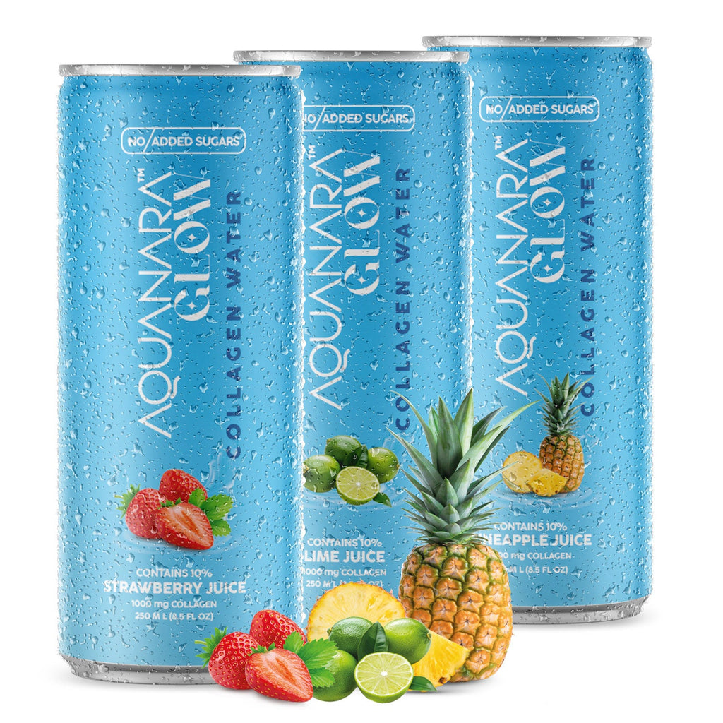 AQUANARA GLOW Collagen Water - Strawberry (12 Pack). 8.5 FL OZ