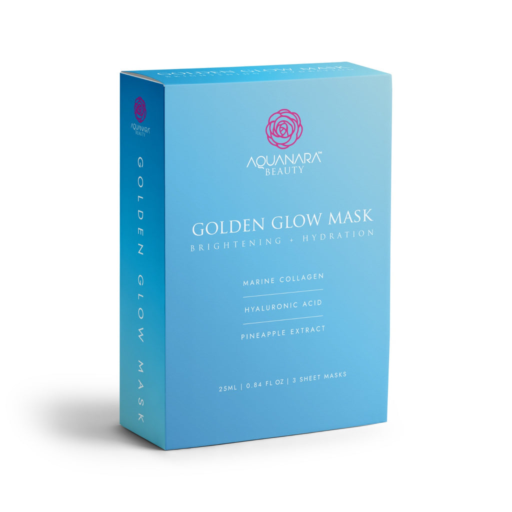 Aquanara Beauty Golden Glow Mask, 3 Sheets, 25ML, 0.84 FL OZ