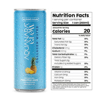 AQUANARA GLOW Agua de Colágeno - Piña (Paquete de 12). 250,5 mL